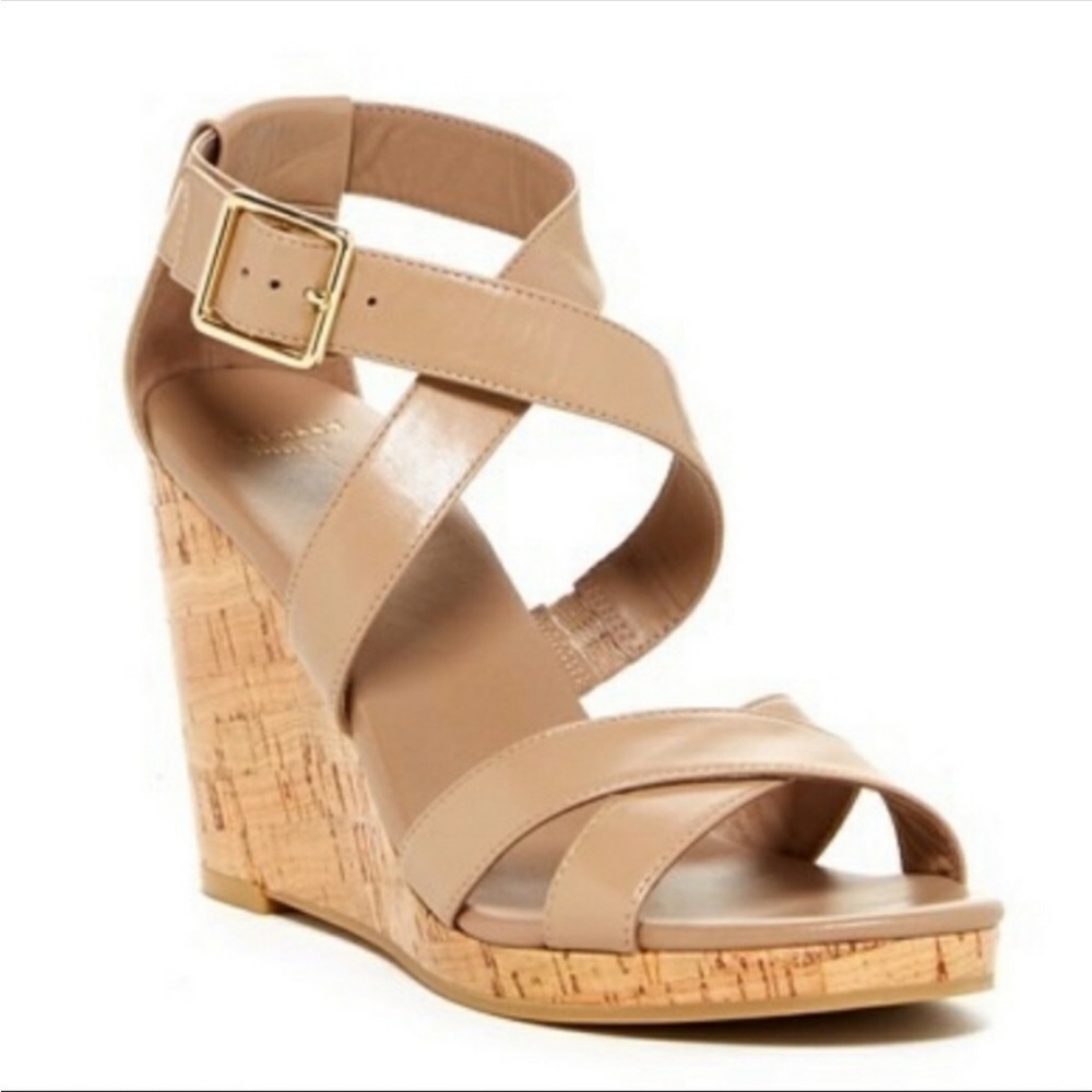 Cole Haan size 10 nude leather wedge style JILLIAN ultra soft with cork heel